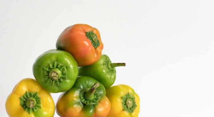 green, yellow, and orange bell peppers
