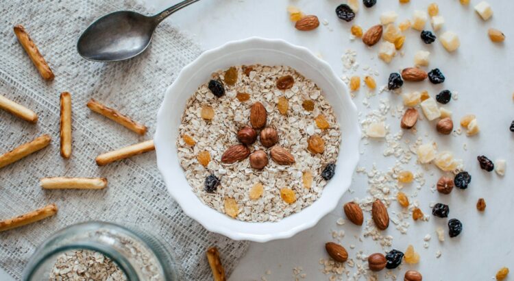 nuts and bowl of cereals