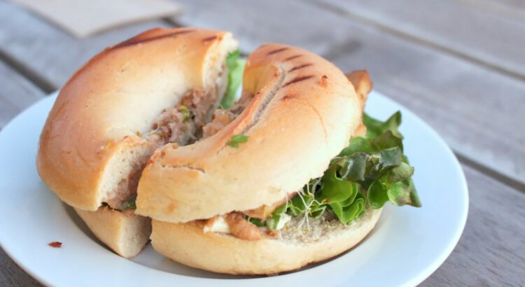 burger on white ceramic plate